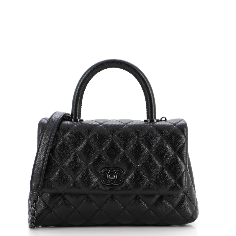 So Black Coco Top Handle Bag Quilted Caviar Mini