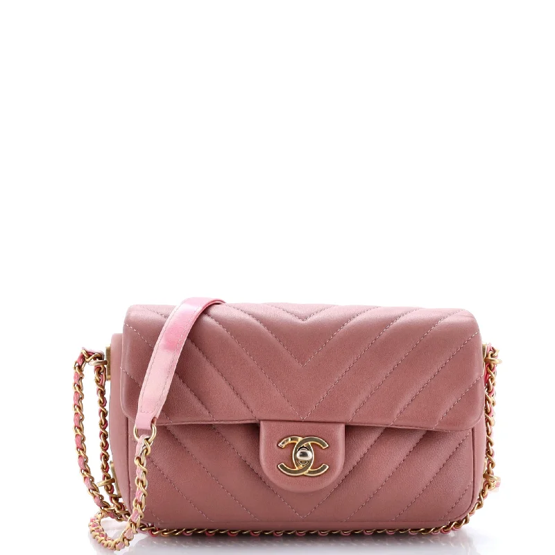 Chain Around CC Flap Bag Chevron Lambskin Mini