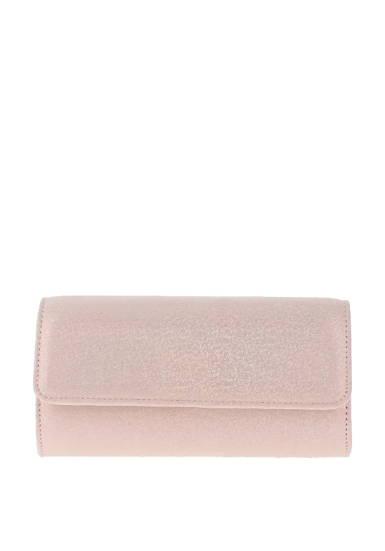 Sorento Metallic Faux Suede Clutch Bag, Pink