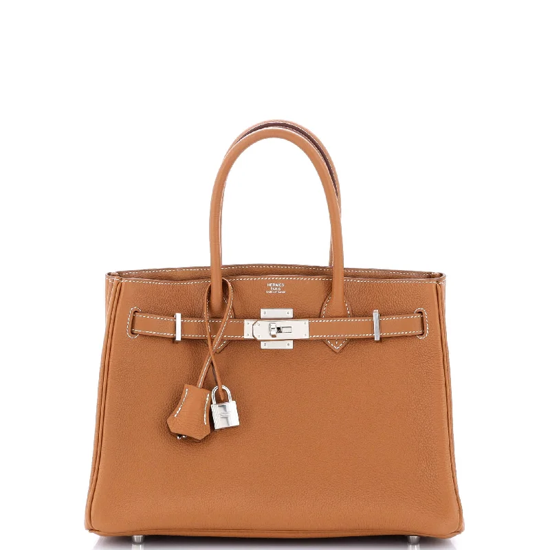 3-in-1 Birkin Bag Brown Togo and Swift with Toile and Palladium Hardware 30