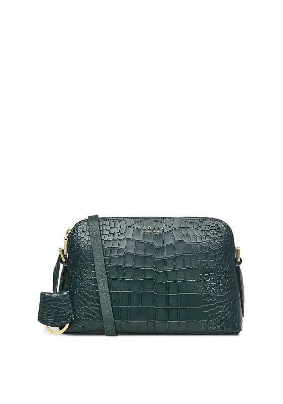 Radley Liverpool Street 2.0 Faux Croc Medium Zip-Top Cross Body Bag, Cedar Green