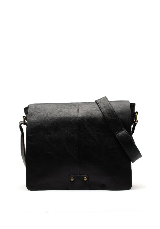 Zen Collection Flap Over Large Crossbody Bag, Black