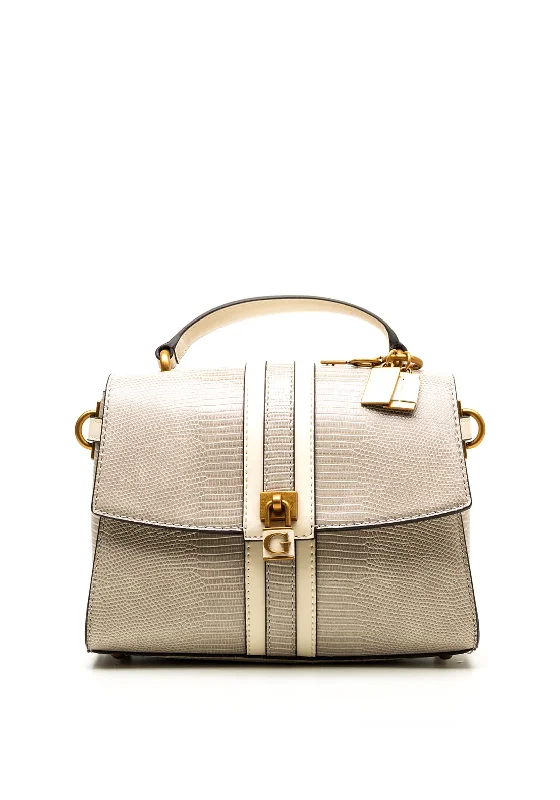 Guess Ginevra Python Print Small Satchel Bag, Taupe