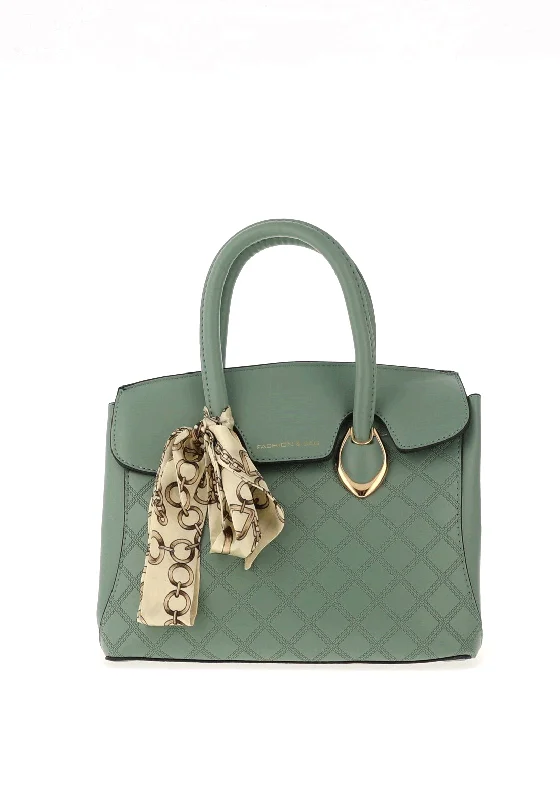 Zen Collection Debossed Check Print Grab Bag, Mint Green