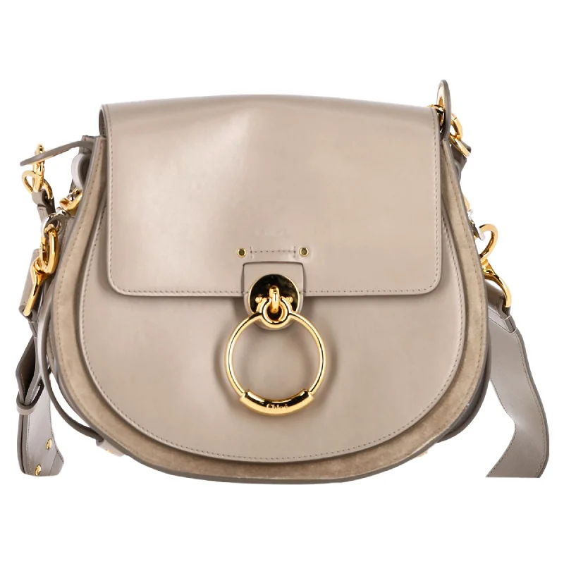 Chloé Small Tess Bag in Grey Leather and Suede