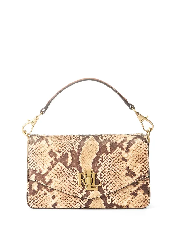 Ralph Lauren Tayler Faux Snake-Skin Small Crossbody Bag, Tan