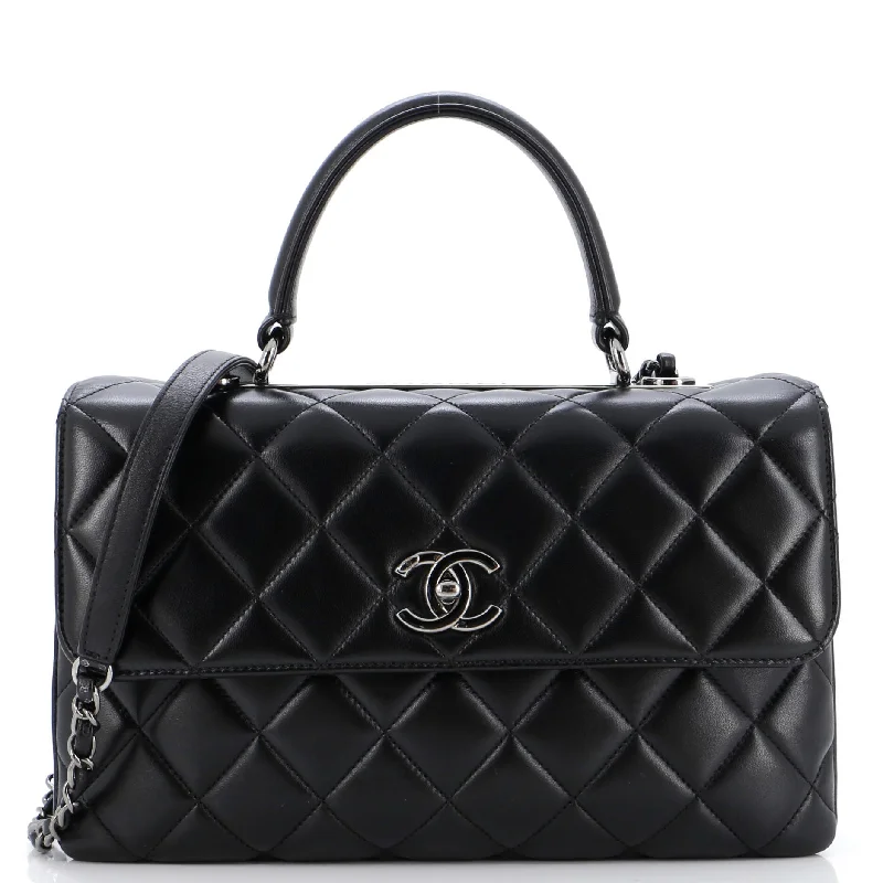 Trendy CC Top Handle Bag Quilted Lambskin Medium