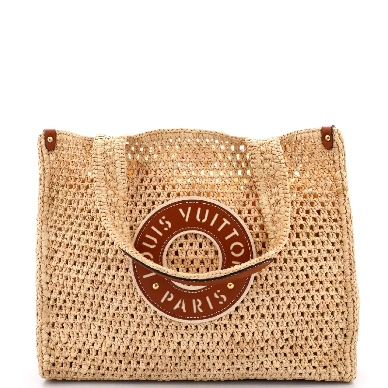 OnTheGo Tote Crochet Raffia with Leather MM