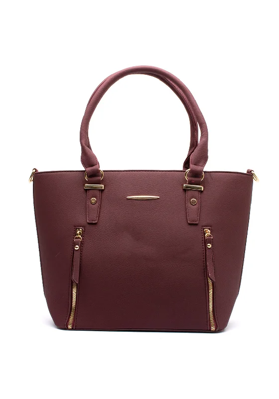 Zen Collection Pebbled Shoulder Bag, Maroon