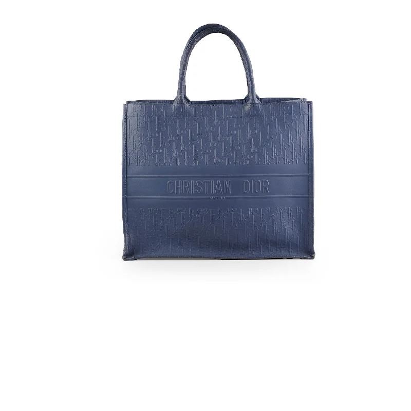 Dior Large Leather Book Tote Navy