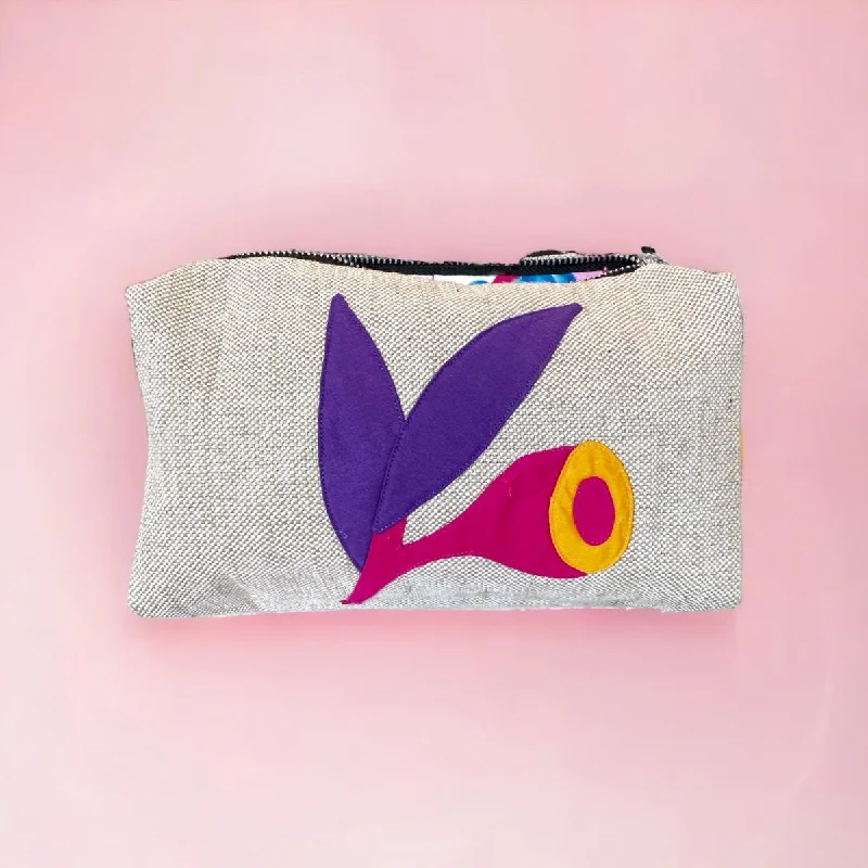 Gumnut Leaf Handmade Jute Makeup Bag in Purple