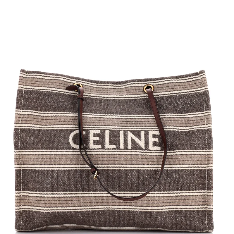 Squared Cabas Tote Striped Canvas