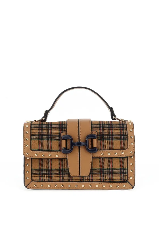 Menbur Tartan Grab Bag, Tan Multi