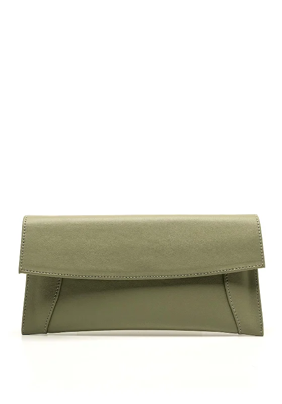 Emis Leather Clutch Bag, Green