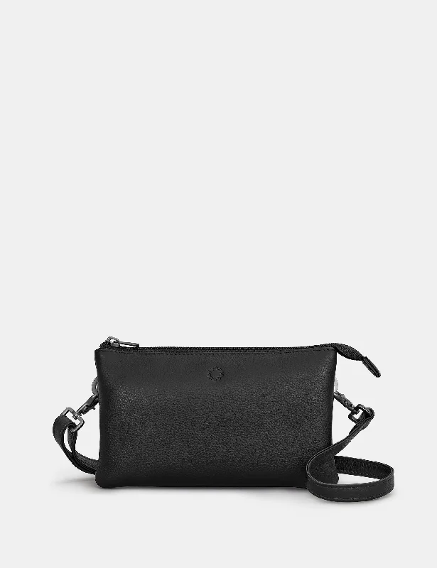 Logan Black Leather Mulitway Cross Body Bag