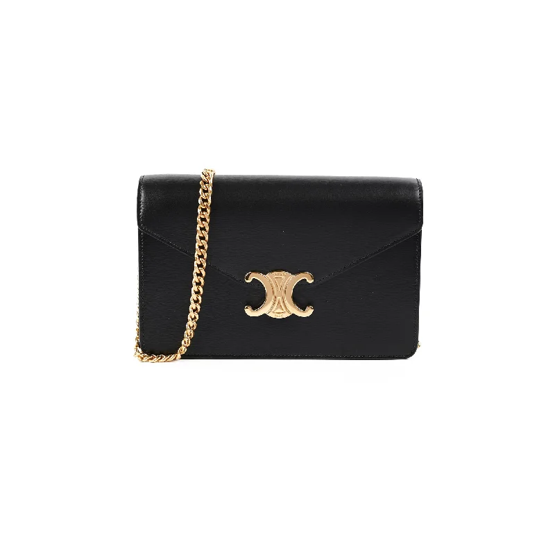 Celine Triomphe Black Wallet On Chain WOC