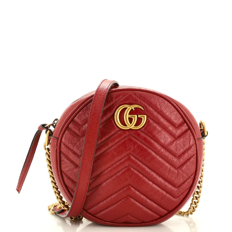 GG Marmont Round Shoulder Bag Matelasse Leather Mini