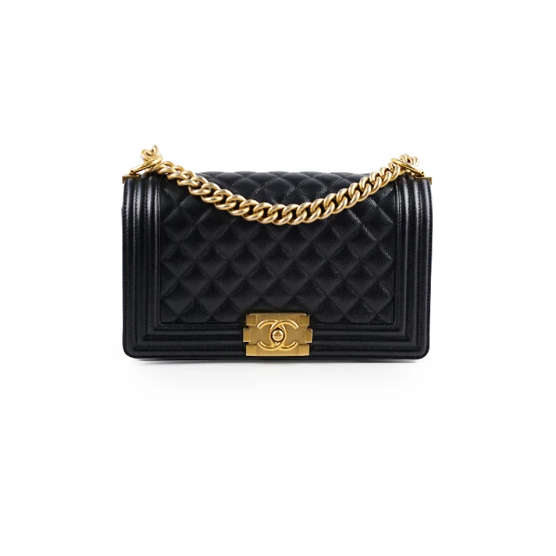 Chanel Caviar Old Medium Boy Bag Black 30 Series