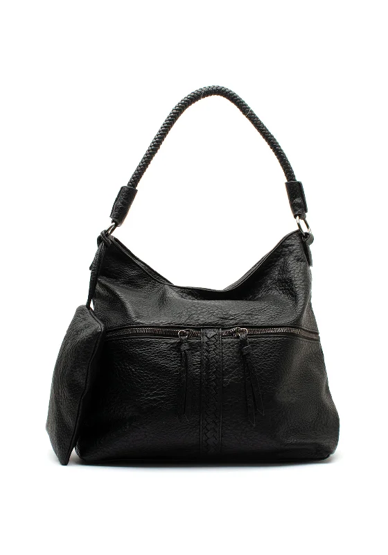 Zen Collection Tassel Hobo Shoulder Bag, Black