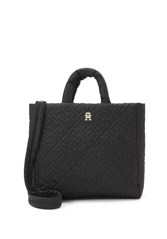 Tommy Hilfiger Quilted Monogram Tote, Black