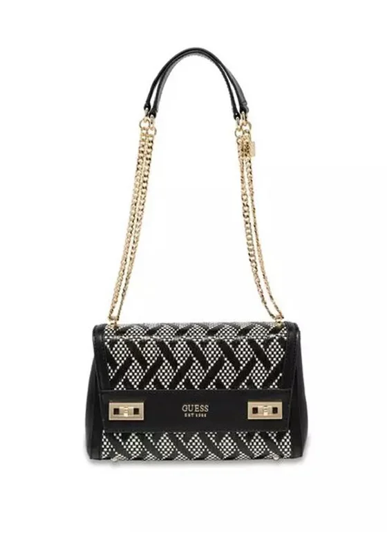 Guess Katey Woven Crossbody Bag, Black