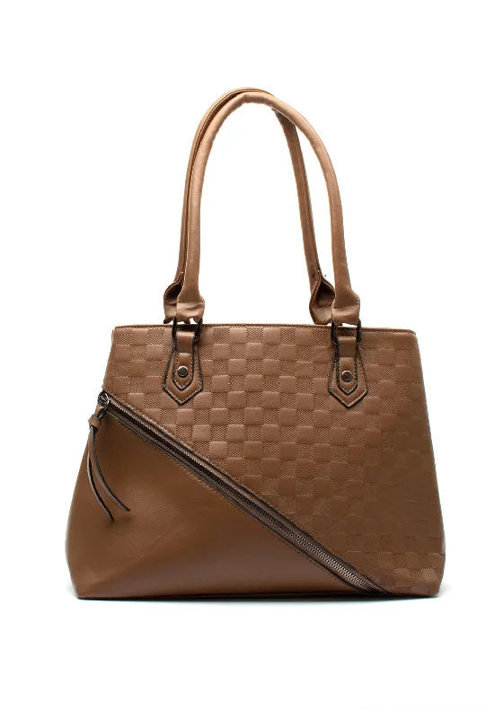 Zen Collection Checkered Shoulder Bag, Mud