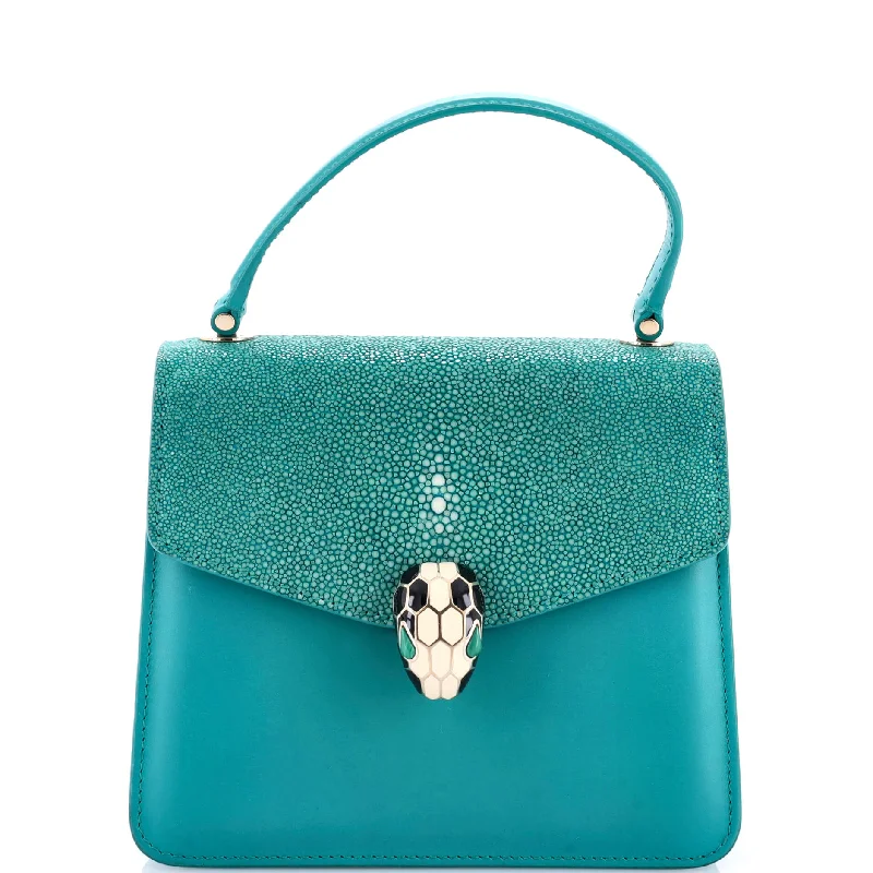 Serpenti Forever Top Handle Bag Leather and Stingray Small