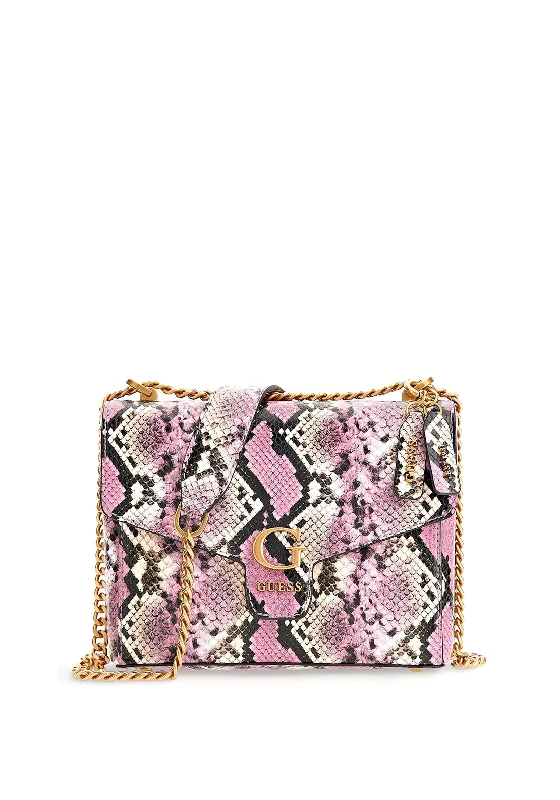 Guess Shenny Mini Crossbody Bag, Pink Python-Print