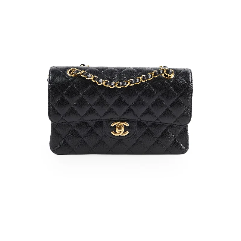 Chanel Small Caviar Double Classic Flap Black Microchipped