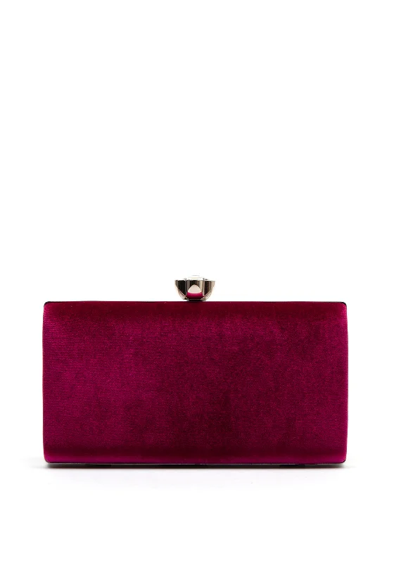 Menbur Diamante Floral Clasp Clutch Bag, Wine