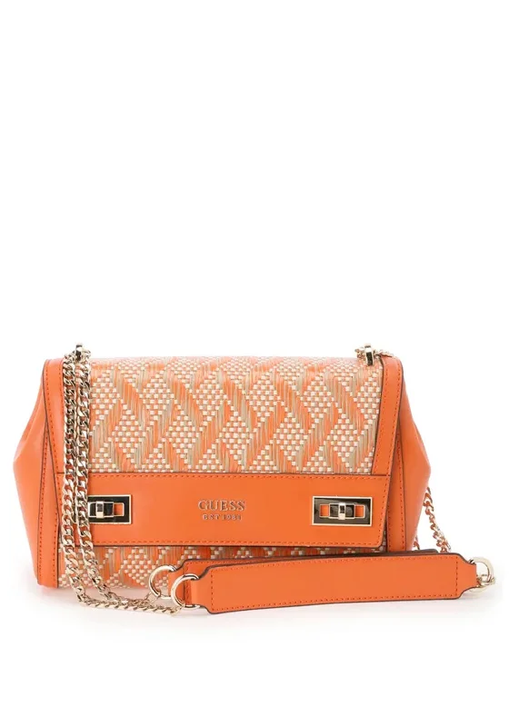 Guess Katey Woven Crossbody Bag, Orange