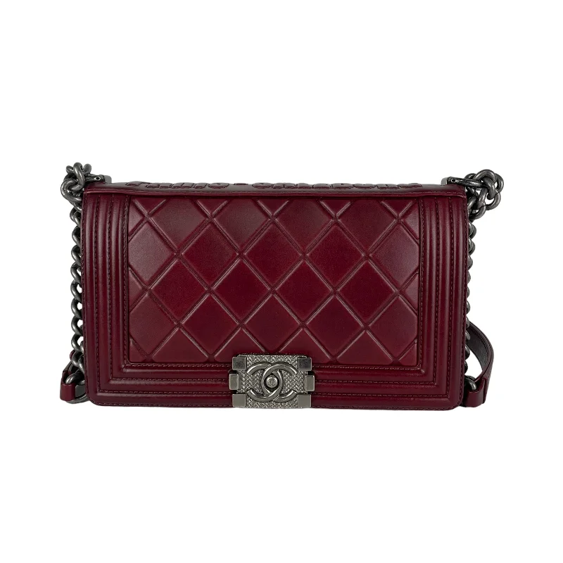 Chanel Old Medium Boy Burgundy