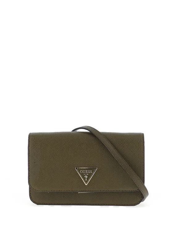 Guess Laurel Saffiano Smartphone Crossbody Bag, Olive