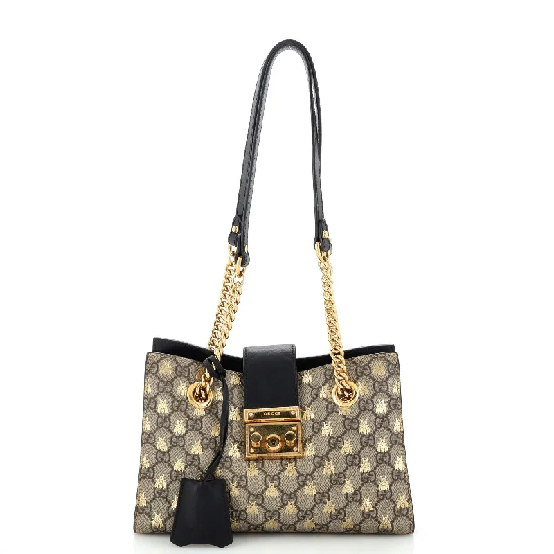 Padlock Chain Tote Printed GG Coated Canvas Small