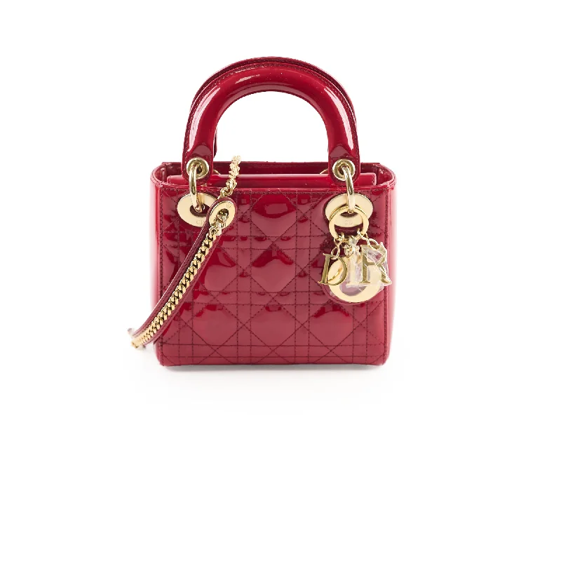 Christian Dior Mini Lady Dior Patent Red Crossbody