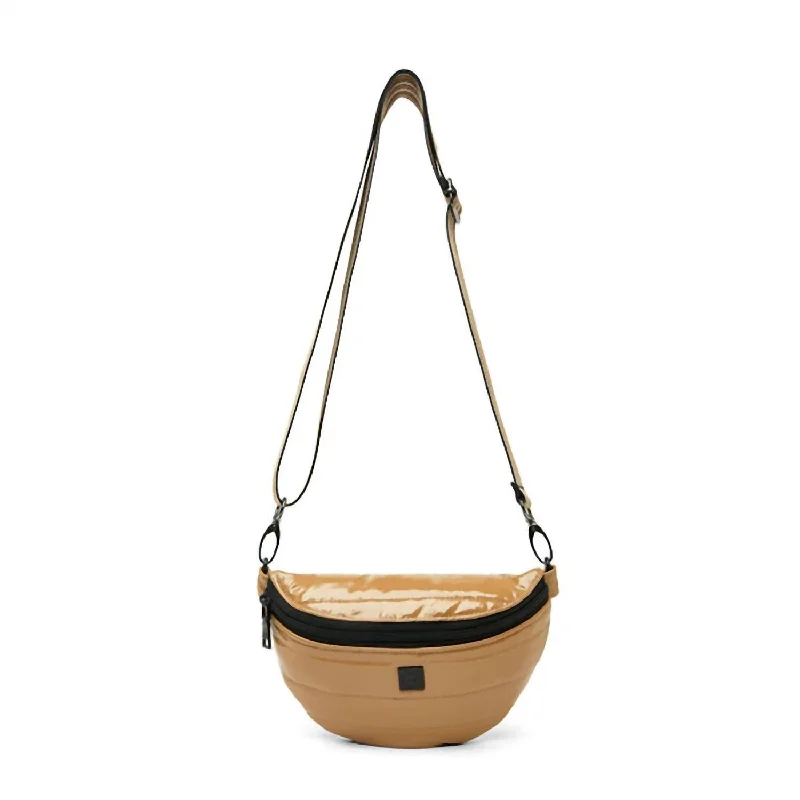 Shining Star Fanny Pack/crossbody Bag In Camel Patent