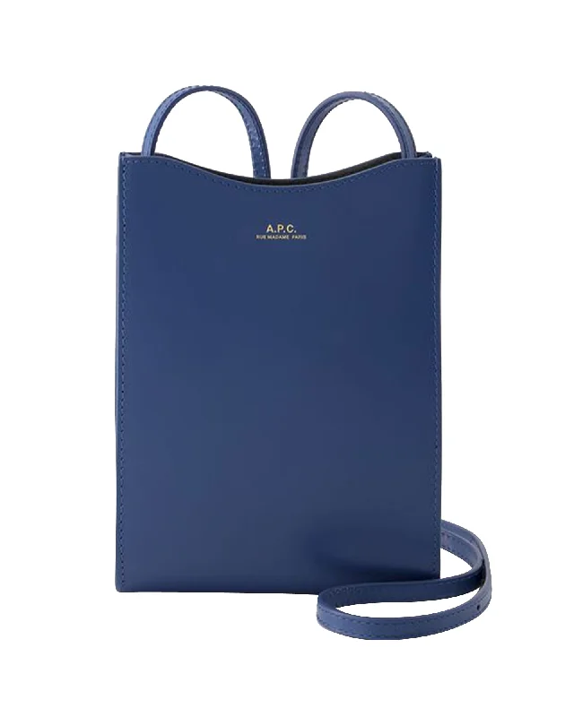 Jamie Neck Pouch - A.P.C - Leather - Ocean Blue