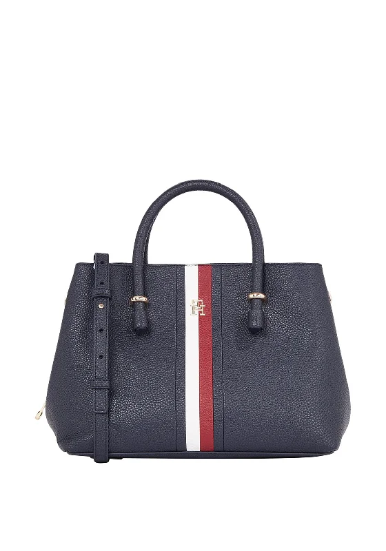 Tommy Hilfiger Emblem Signature Monogram Satchel Bag, Navy