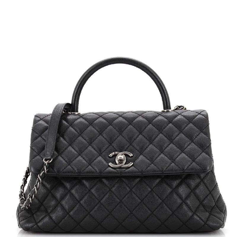 Coco Top Handle Bag Quilted Caviar Medium