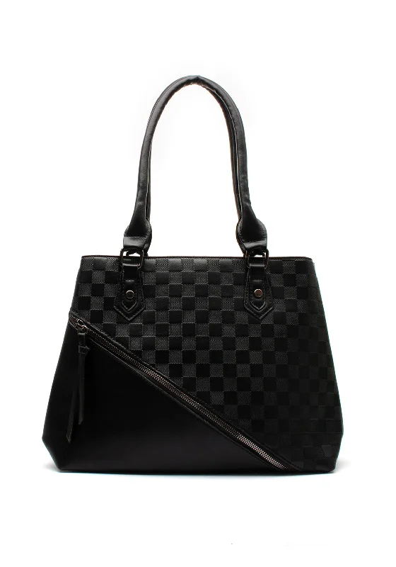 Zen Collection Checkered Shoulder Bag, Black