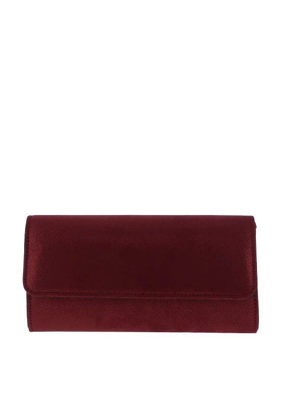 Sorento Metallic Faux Suede Clutch Bag, Wine