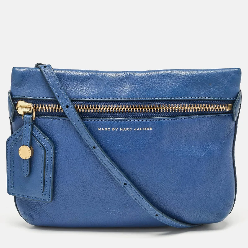 Marc By Marc Jacobs Blue Leather Zip Crossbody Bag