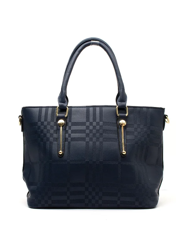 Zen Collection Glen Check Print Shoulder Bag, Navy