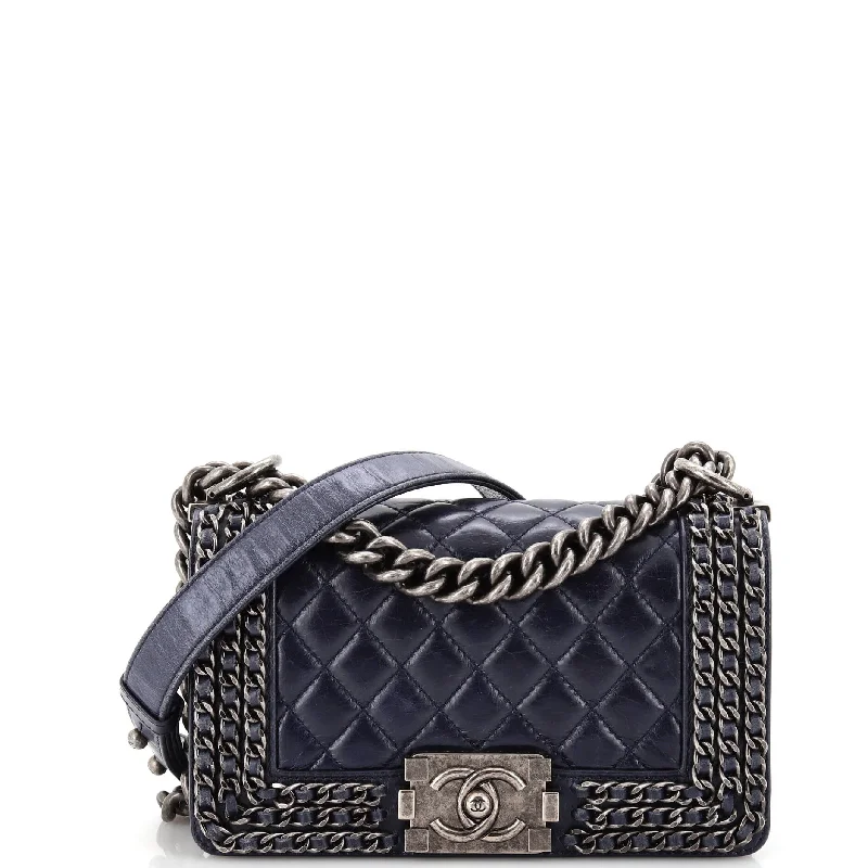 Chained Boy Flap Bag Quilted Glazed Calfskin Small