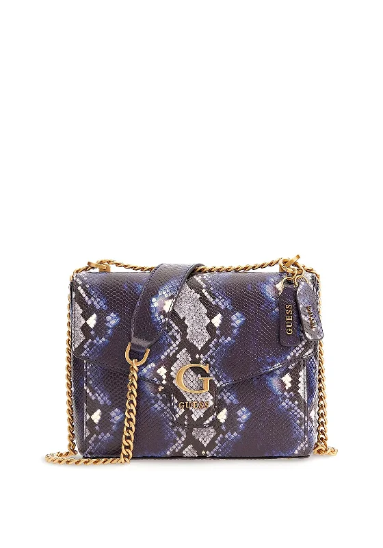 Guess Shenny Mini Cross Body Bag, Blue Python-Print