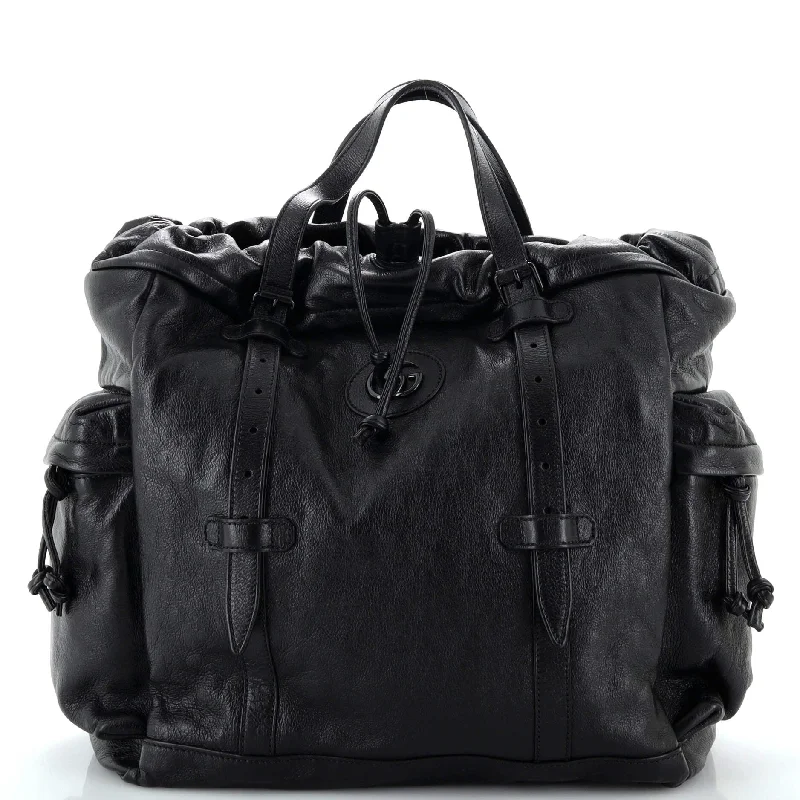 Double G Drawstring Tote Leather