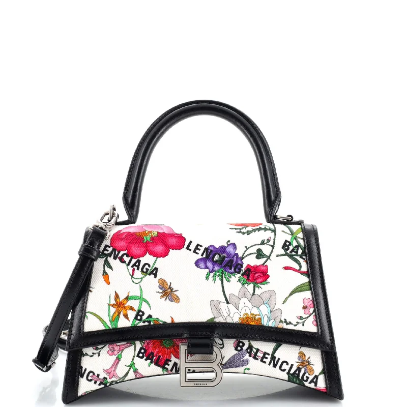 x Balenciaga The Hacker Project Hourglass Top Handle Bag Flora Canvas Small