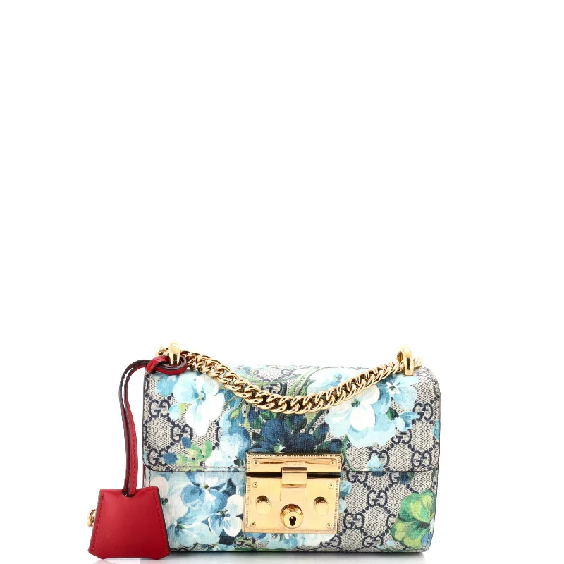 Padlock Shoulder Bag Blooms Print GG Coated Canvas Small