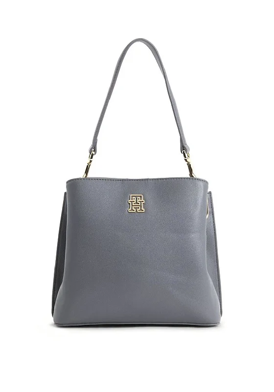 Tommy Hilfiger Structured Bucket Bag, Grey Line