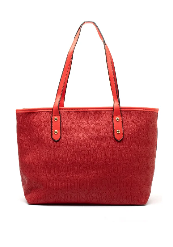 Zen Collection Textured Checkered Shoulder Bag, Red